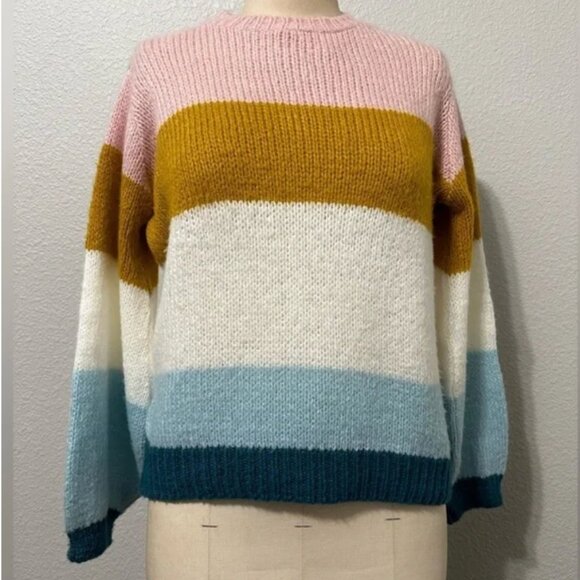Topshop color block stripe soft sweater. Sz 6 US - Picture 1 of 4